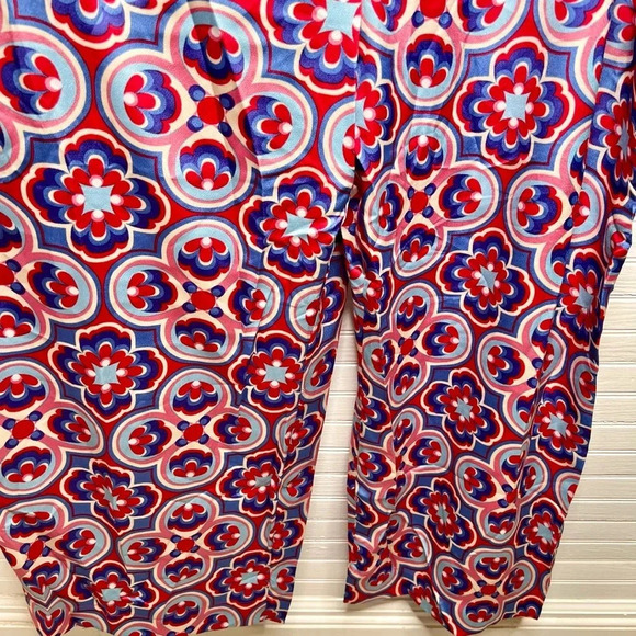 Melloday Printed Wide Leg Patterned Pocket Jumpsuit Size XL Red Blue - Picture 6 of 12